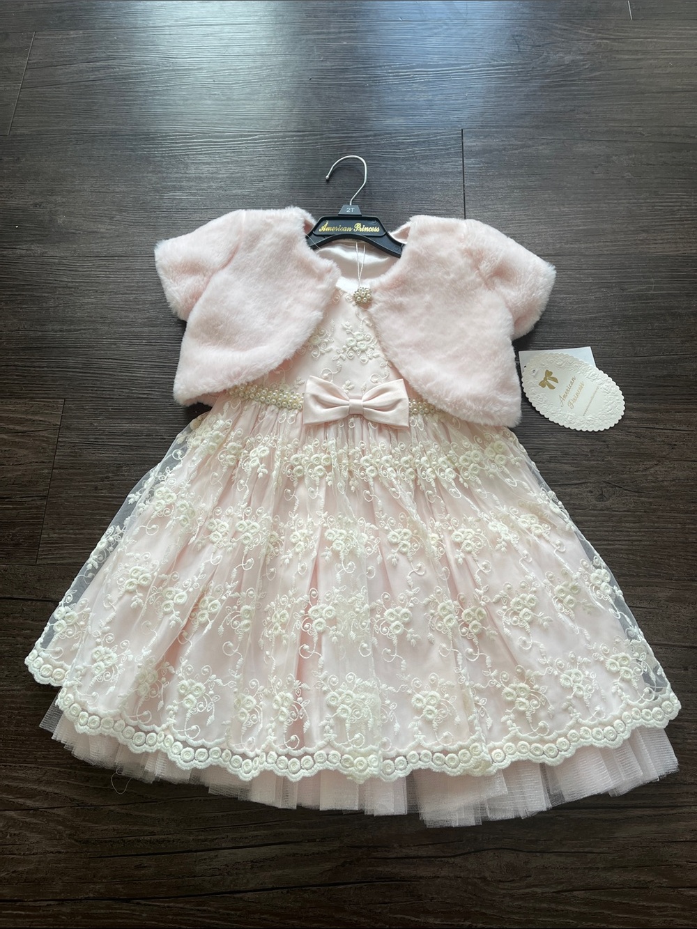 American Princess Pink & Lace 2 Piece Dress Size 2T
